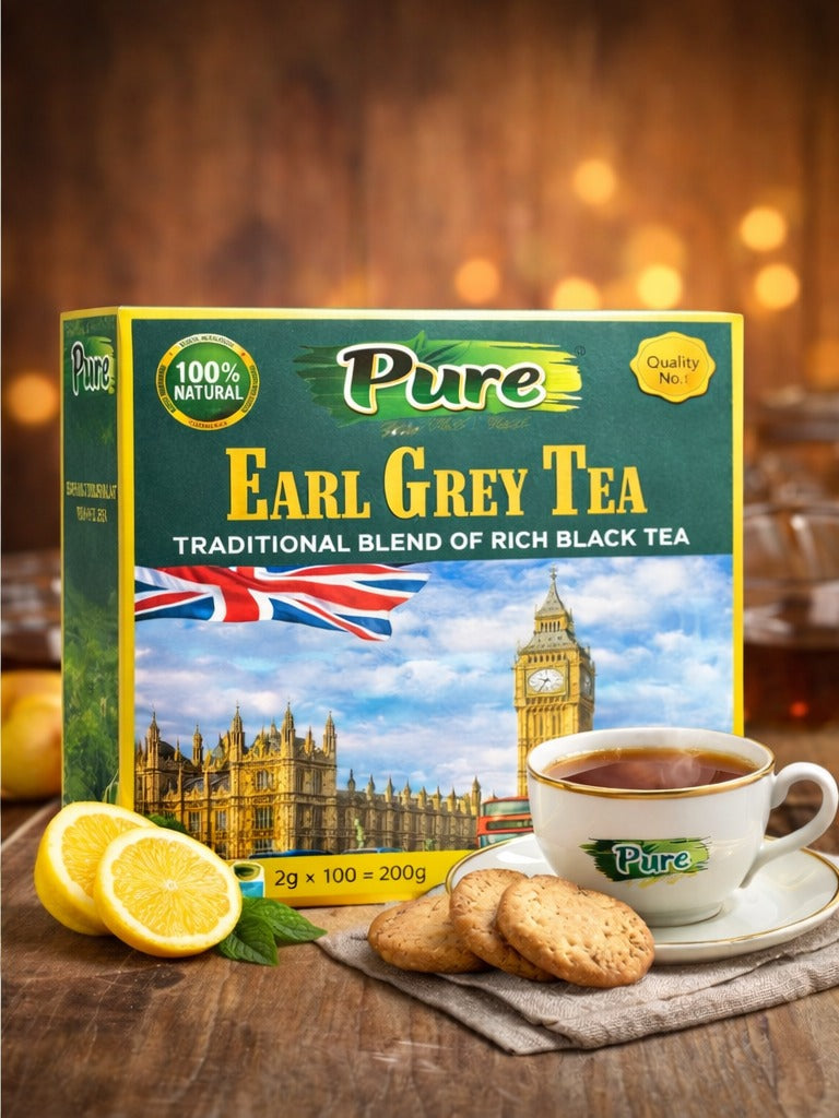 Pure Earl Grey 100 Tea Bags – Traditional Blend of Rich Black Tea