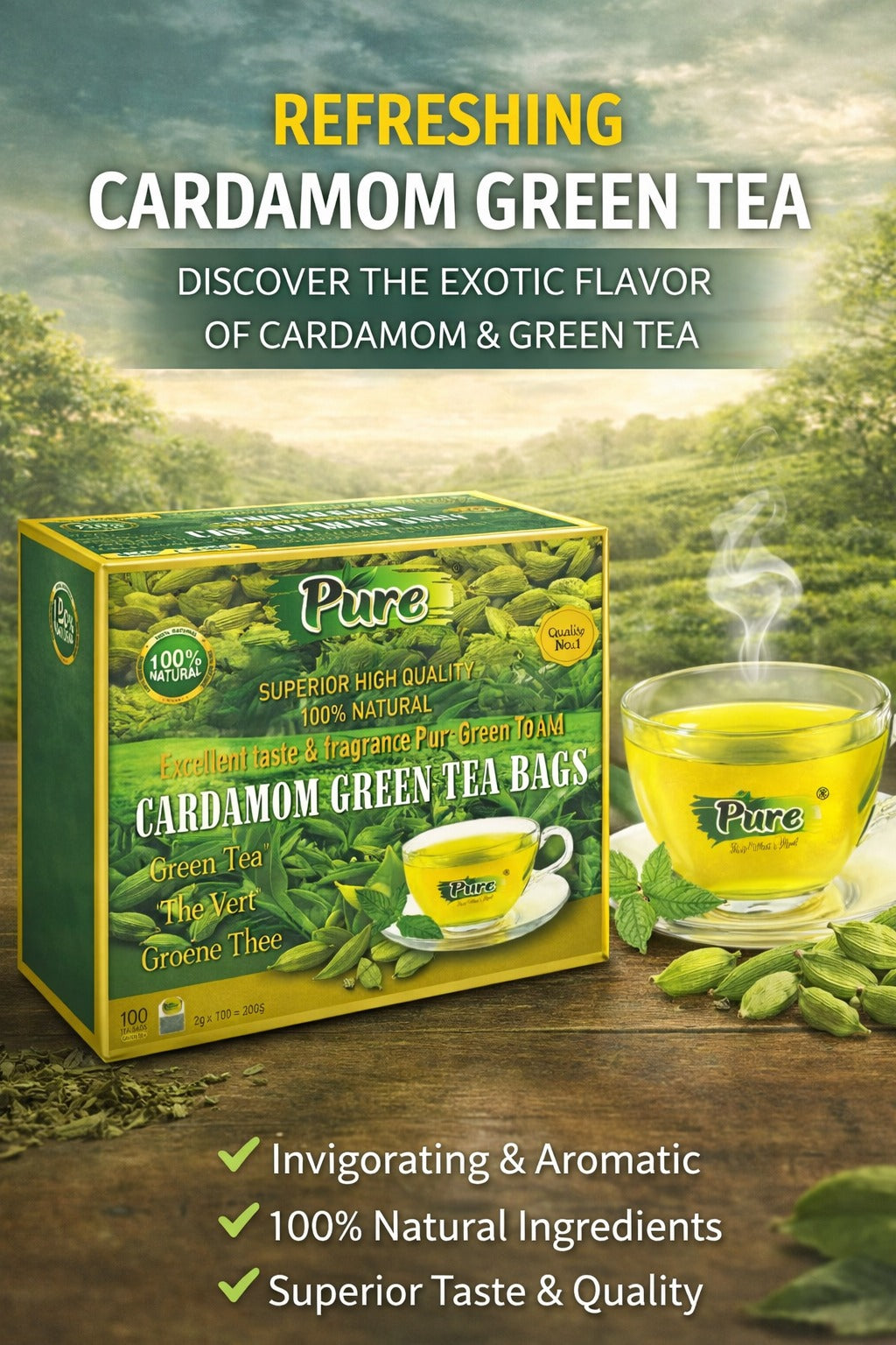 Green Tea With Cardamom 100 Tea Bags