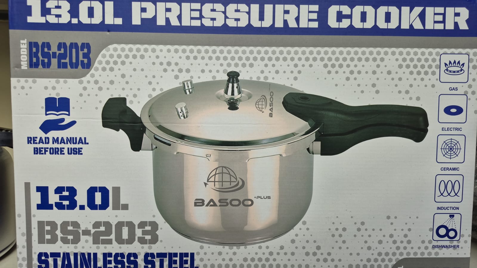 Stainless Steel Pressure Cooker 13L